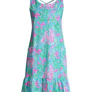 Lilly Pulitzer Kristen Flounce Dress Best Fishes Amalfi Blue-Medium